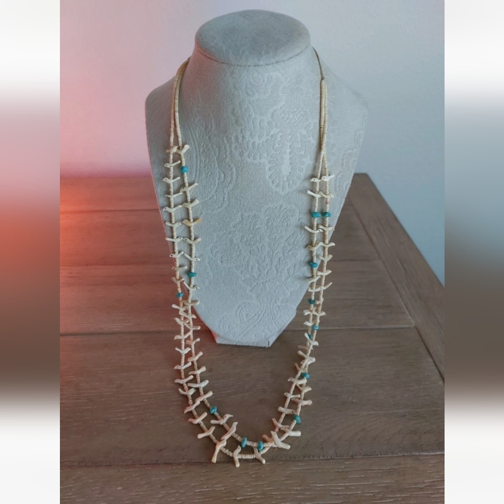 Rare Vintage 30" Bird Fetish Necklace - Original Closure
